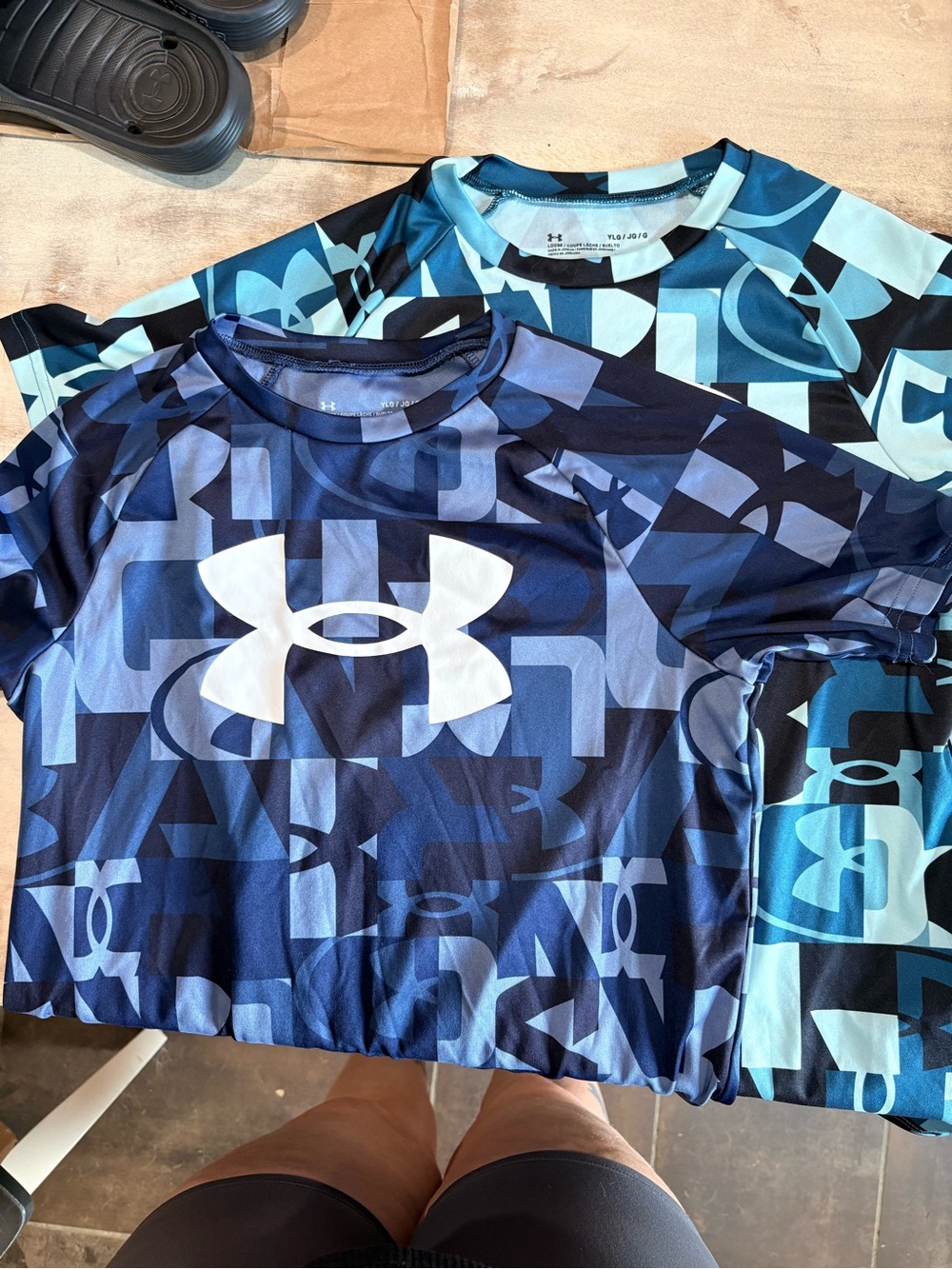 Under Armour Bundle of 2 Blue Graphic Logo Short Sleeve HeatGear Tee